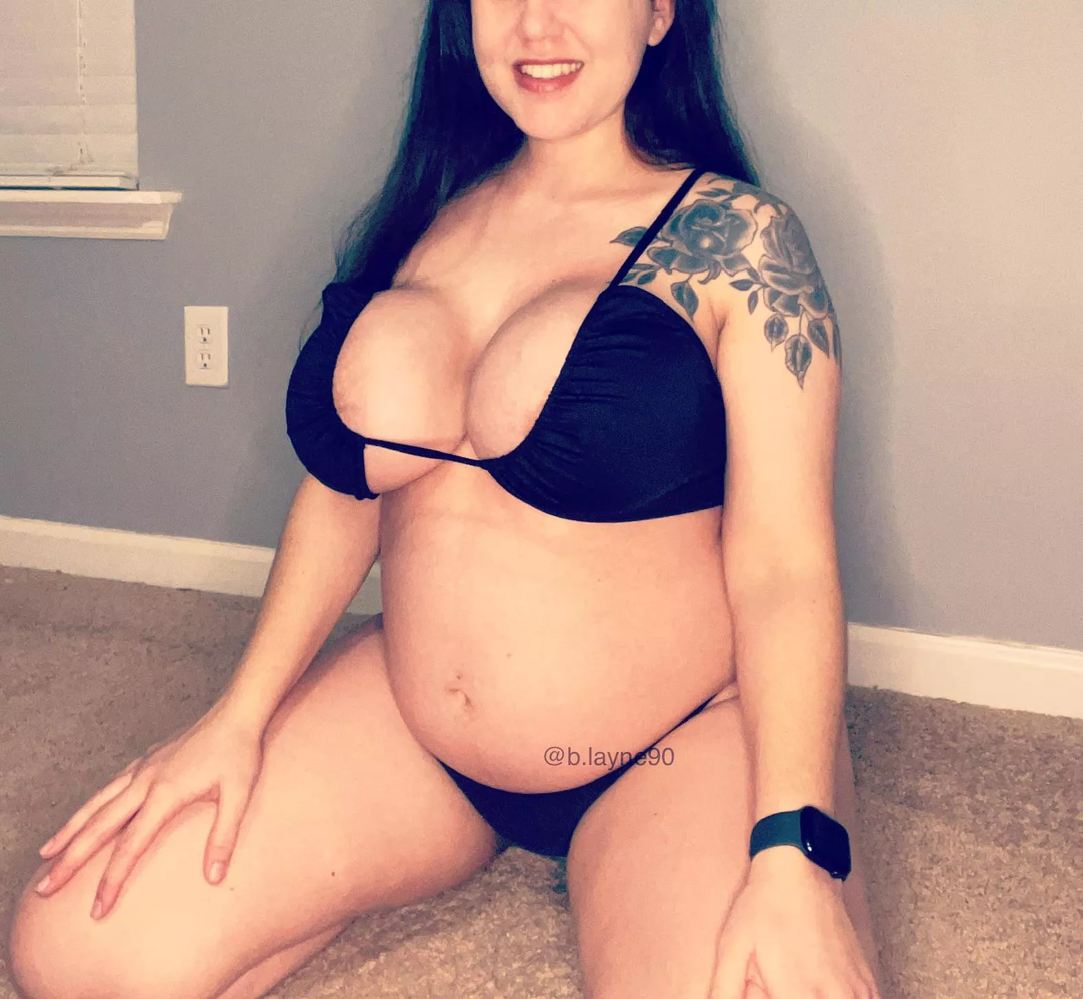 When I was 3 months pregnant! Now 8! Check out my huge boobs and belly now!
