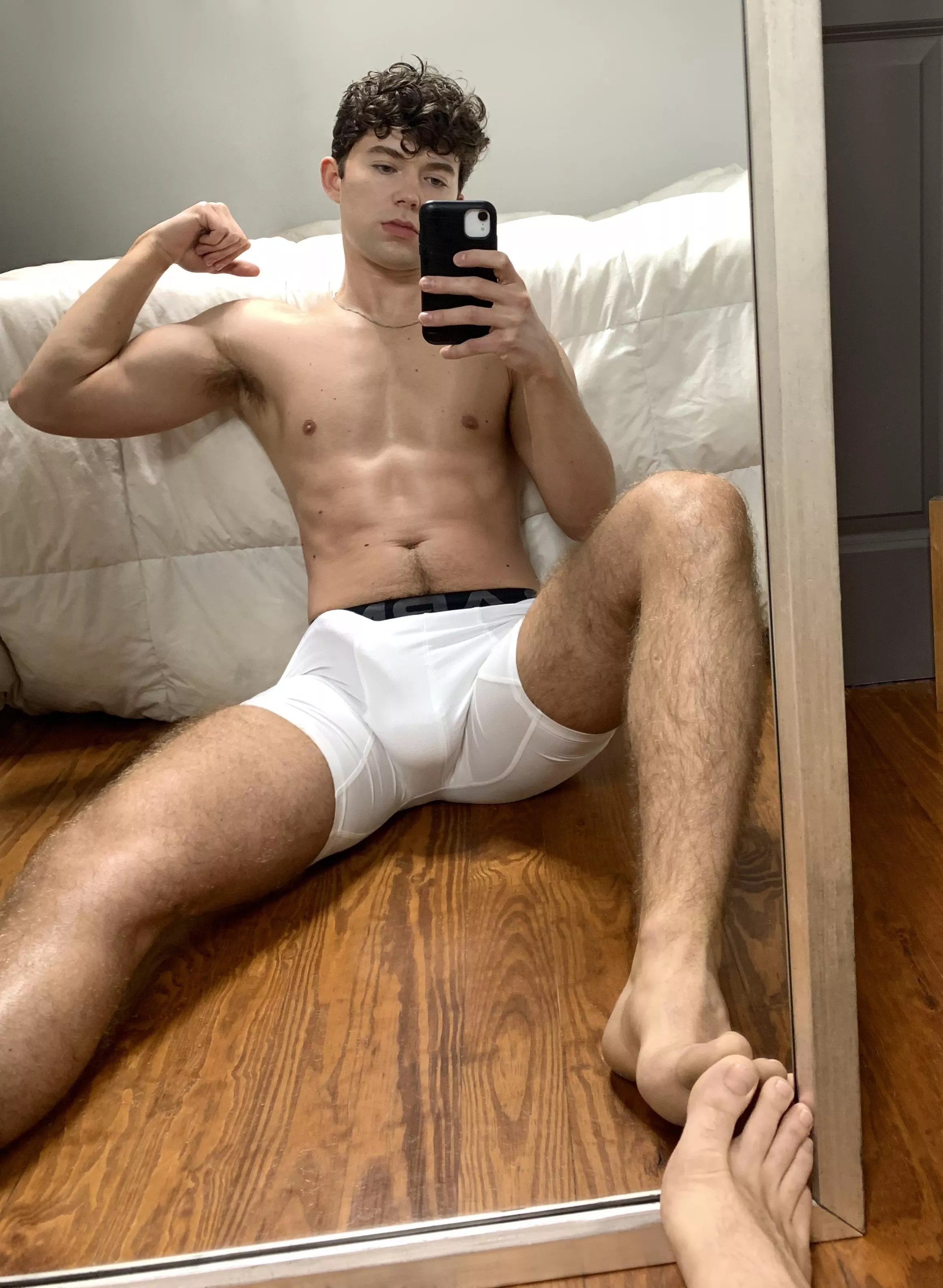 You gunna come clean my pits while I stroke this cock after my workout?