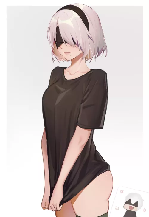 2B out of her battle outfit (NieR Automata)