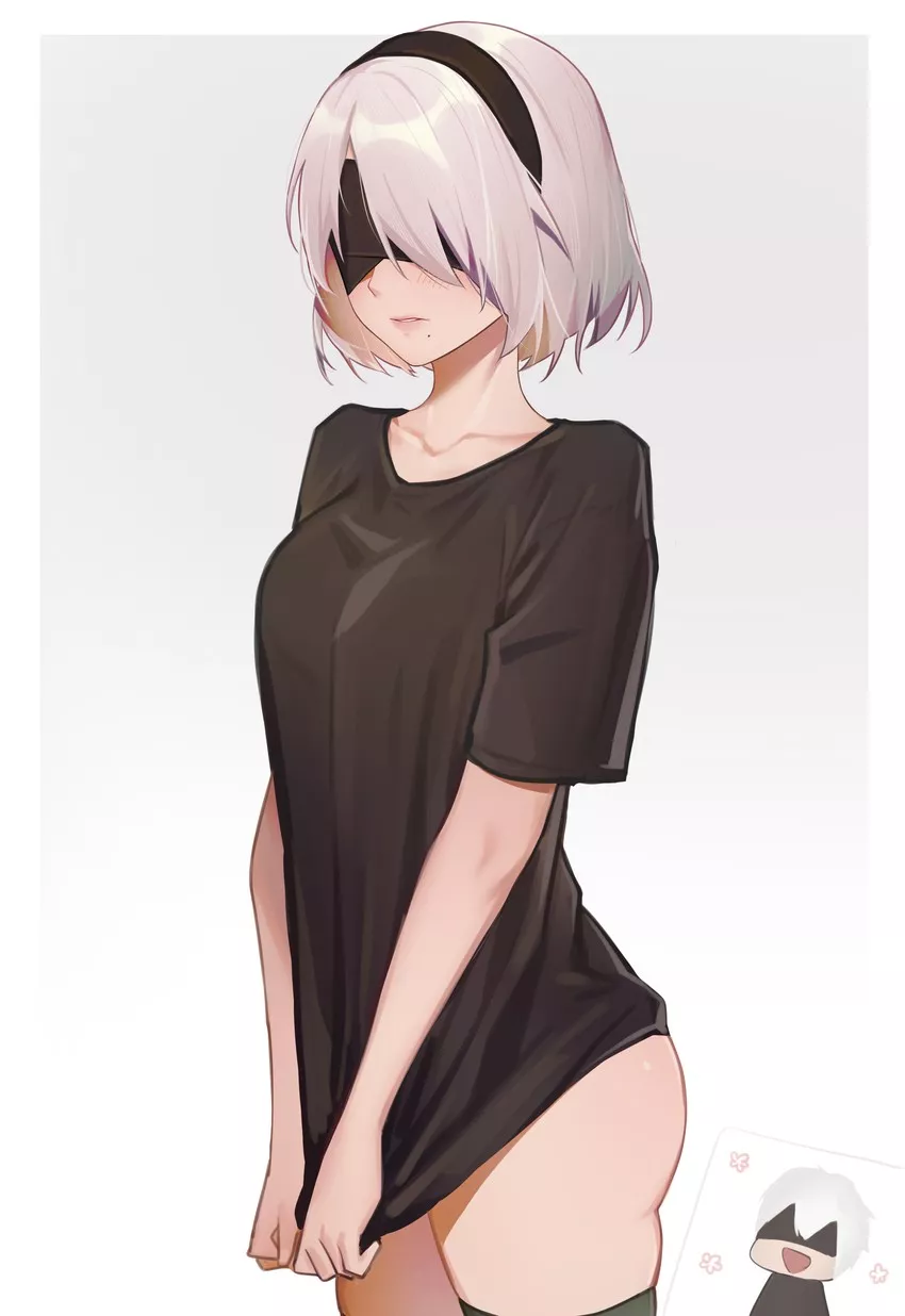 2B out of her battle outfit (NieR Automata)