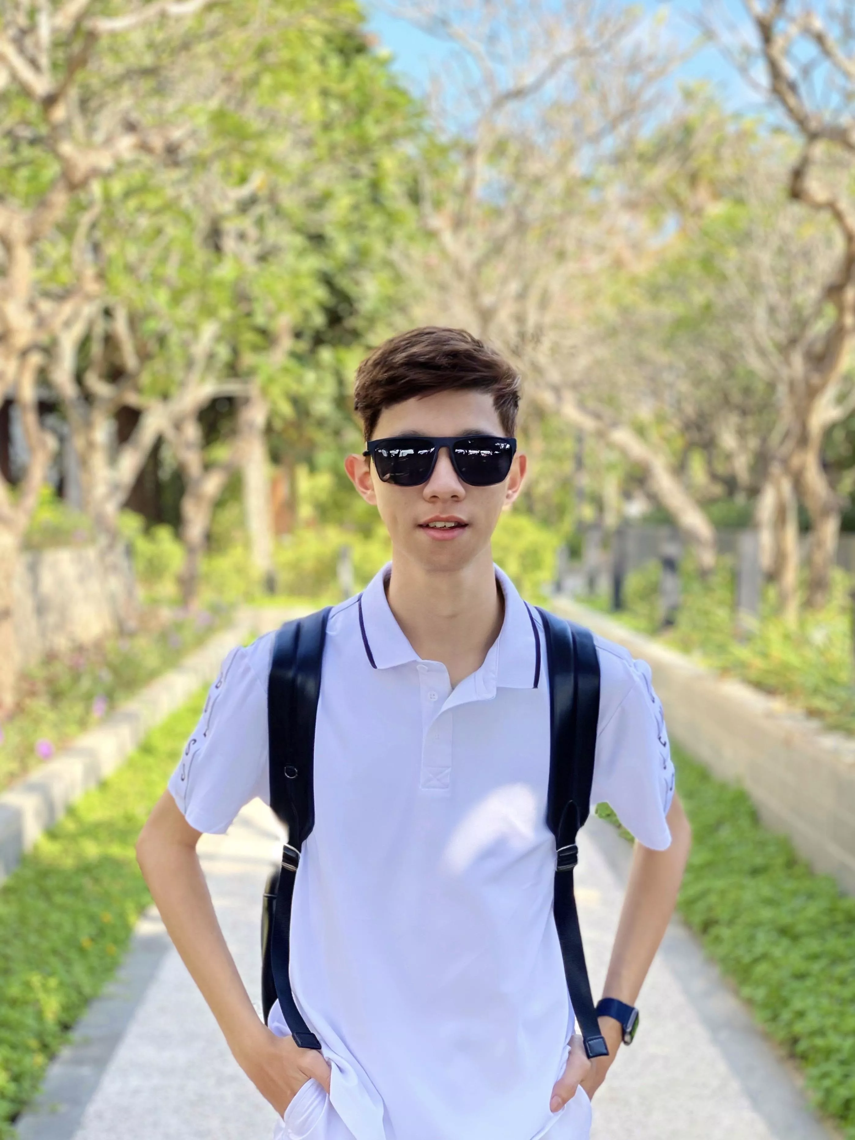 Asian american enjoying summer weather