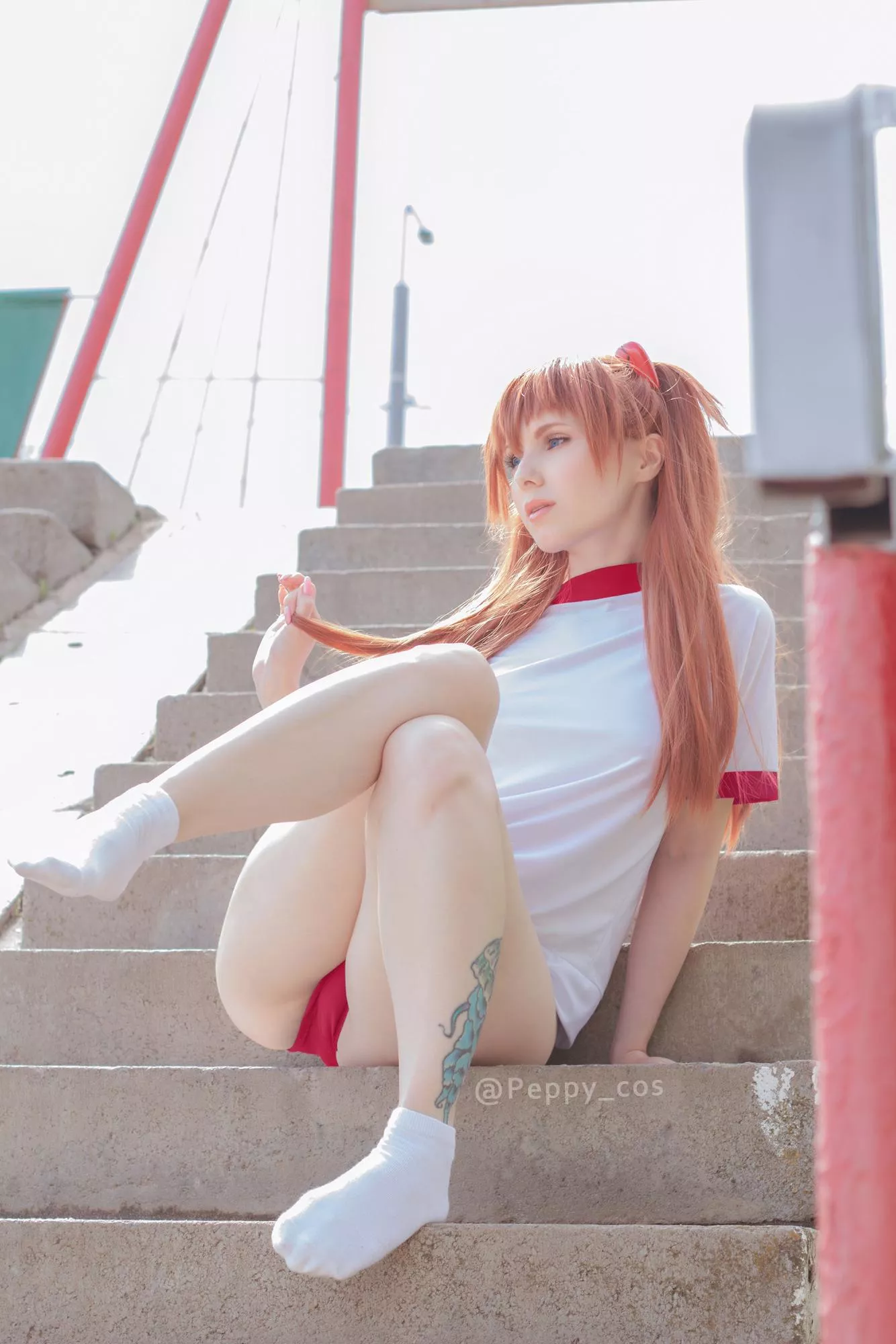 Asuka Langley in white socks (by Peppy_cos)