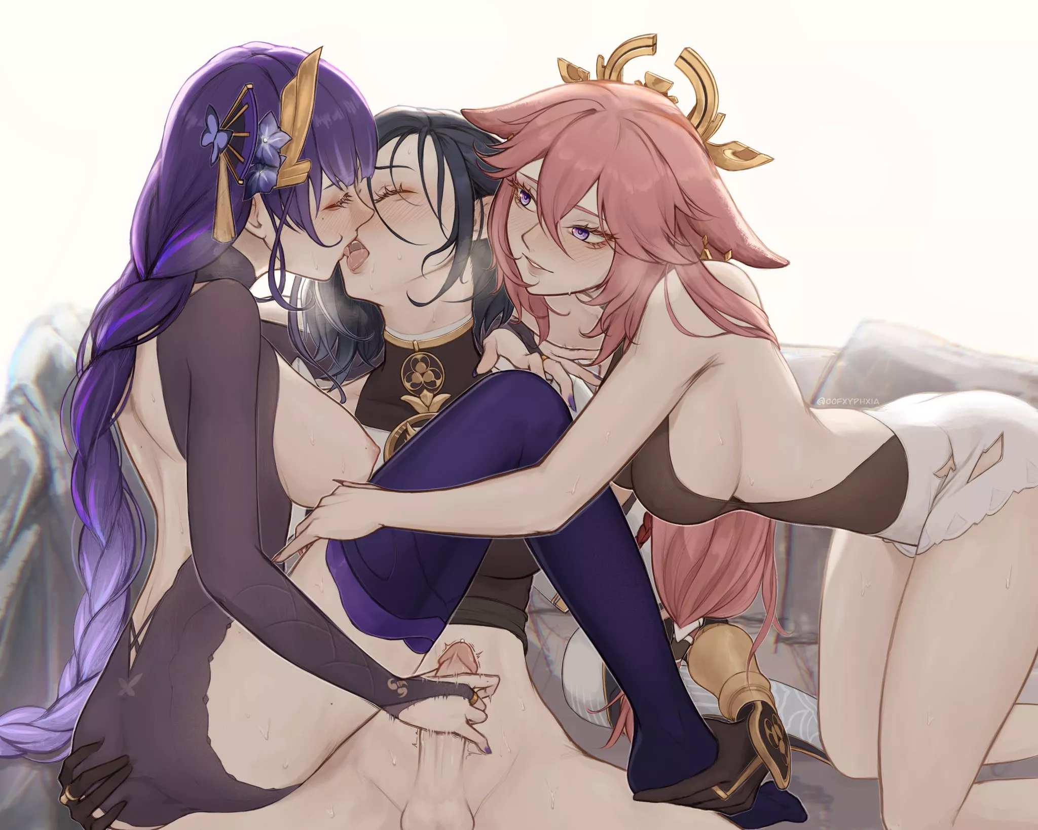 Eimikosara threesome (oofxyphxia) [Genshin Impact]