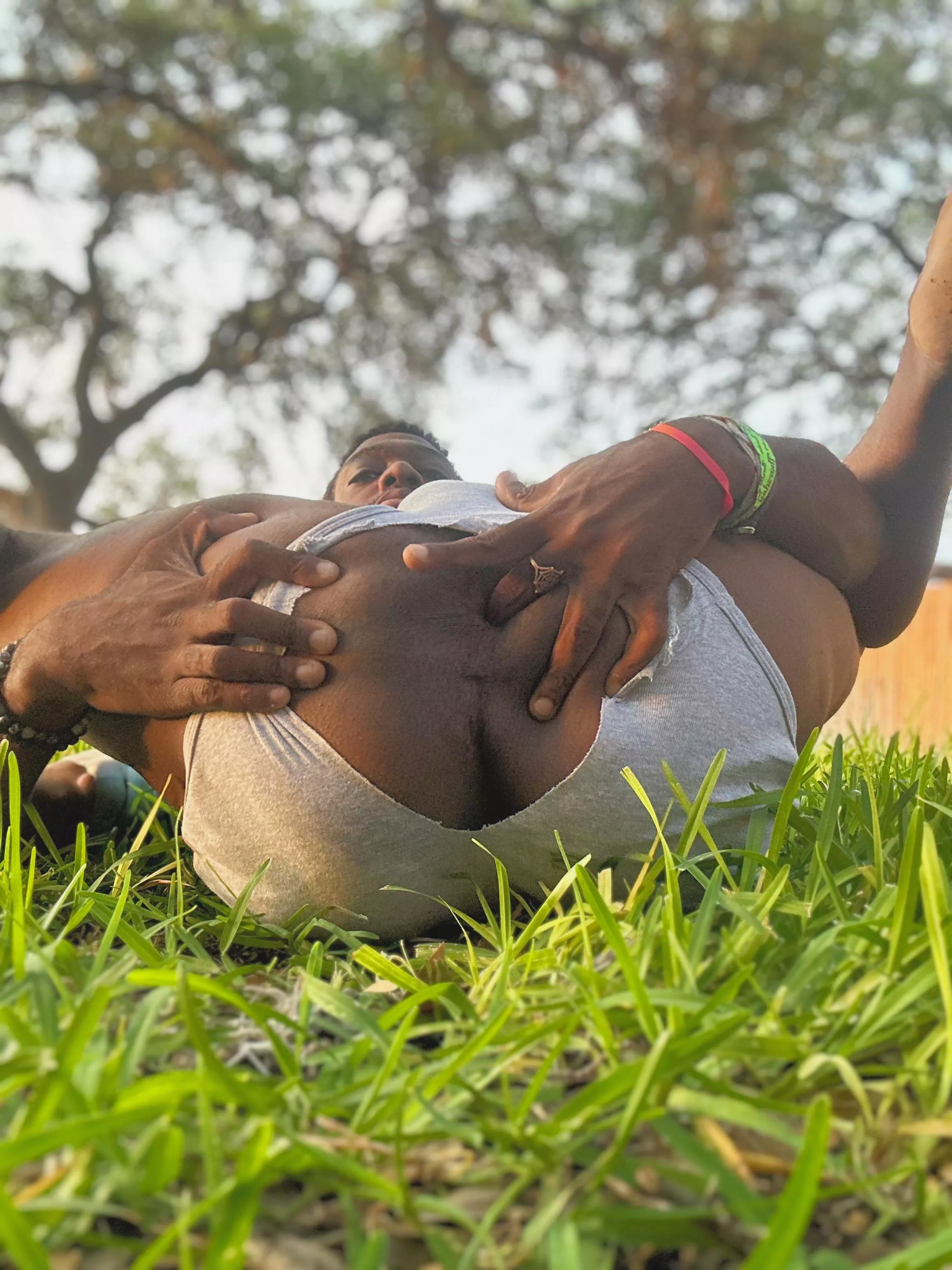 flashing my pussy outside, trying not to get caught