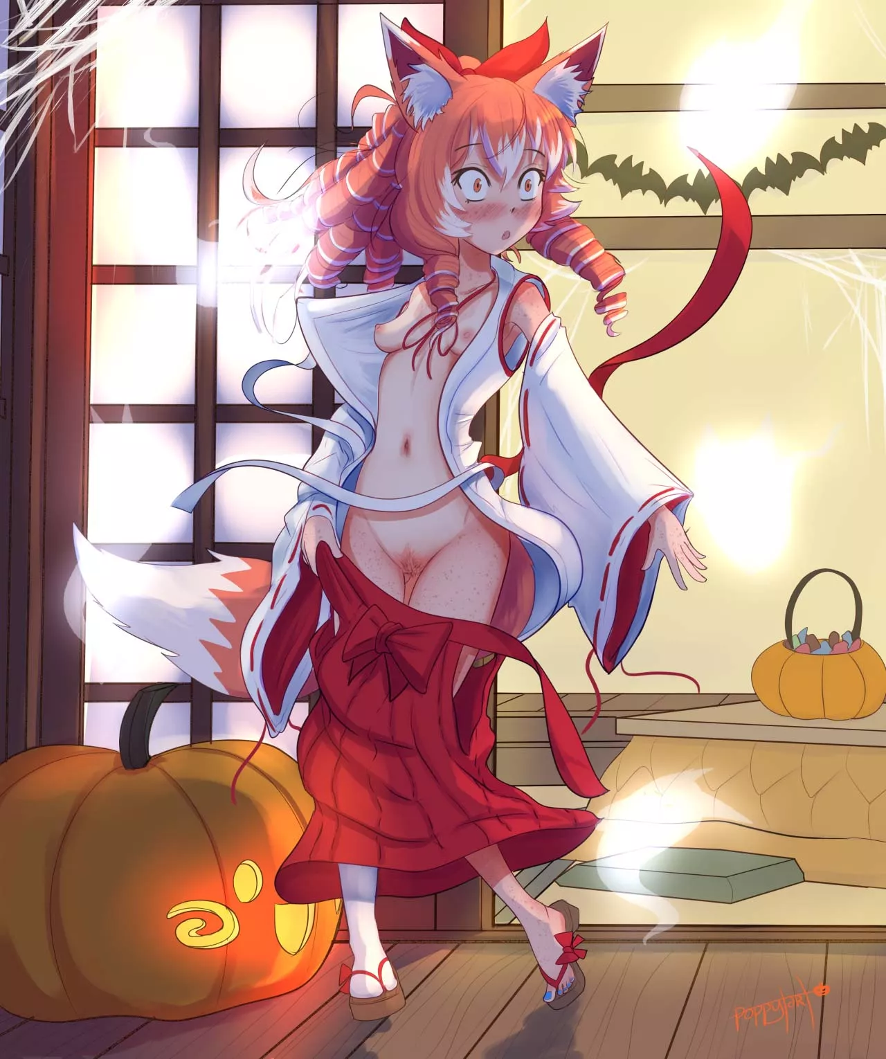 Fox getting bullied by lewd ghosts (Artpoppytart)