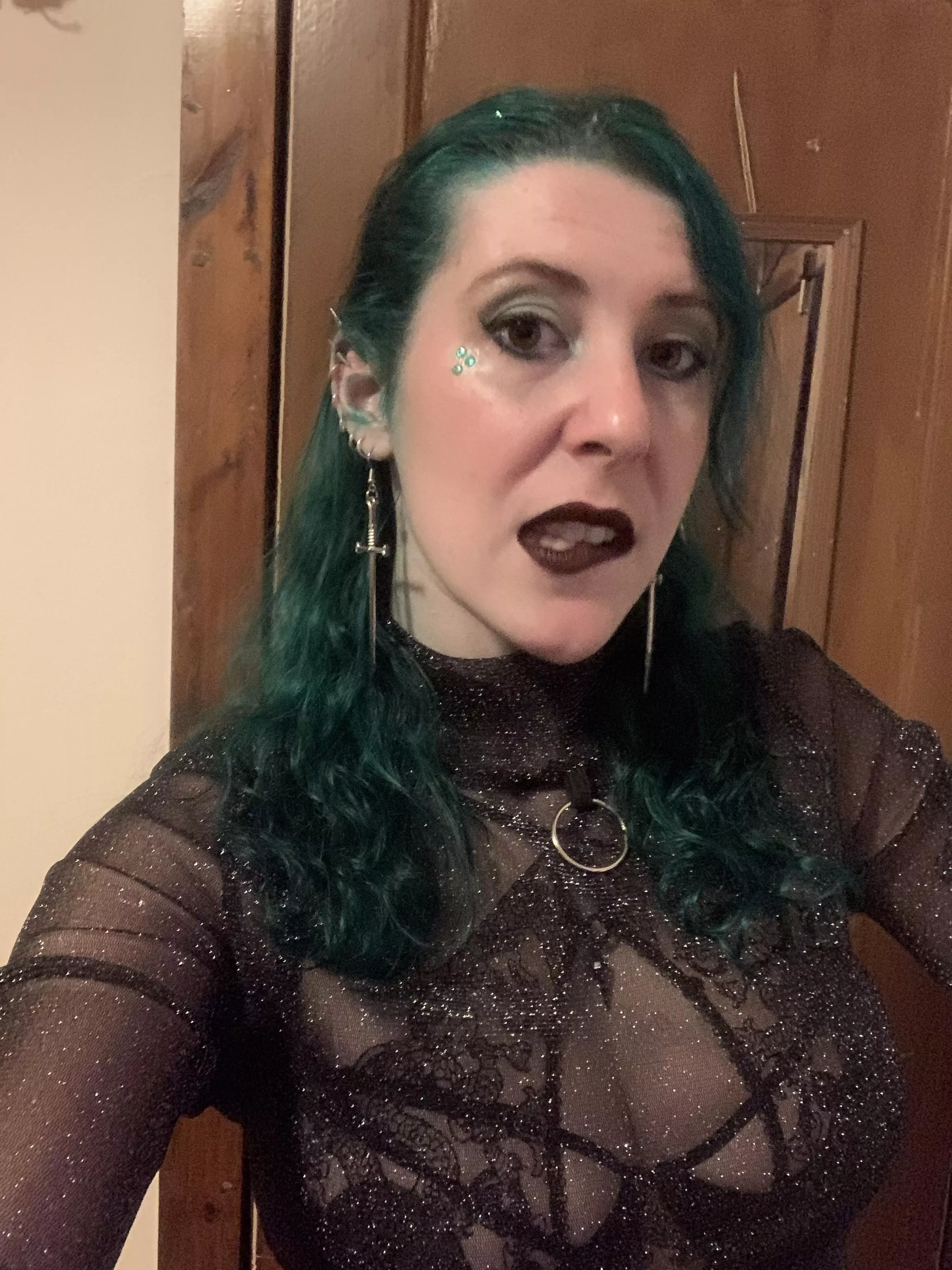 Goth lip bite