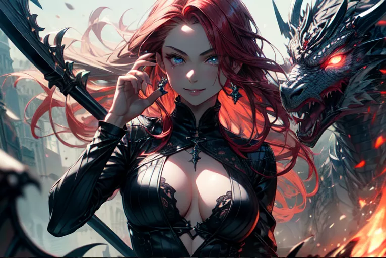 She has a dragon? (pixai)