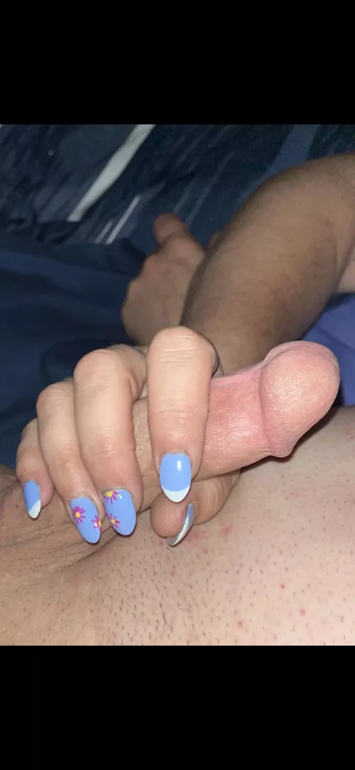 Showing off the latest manicure