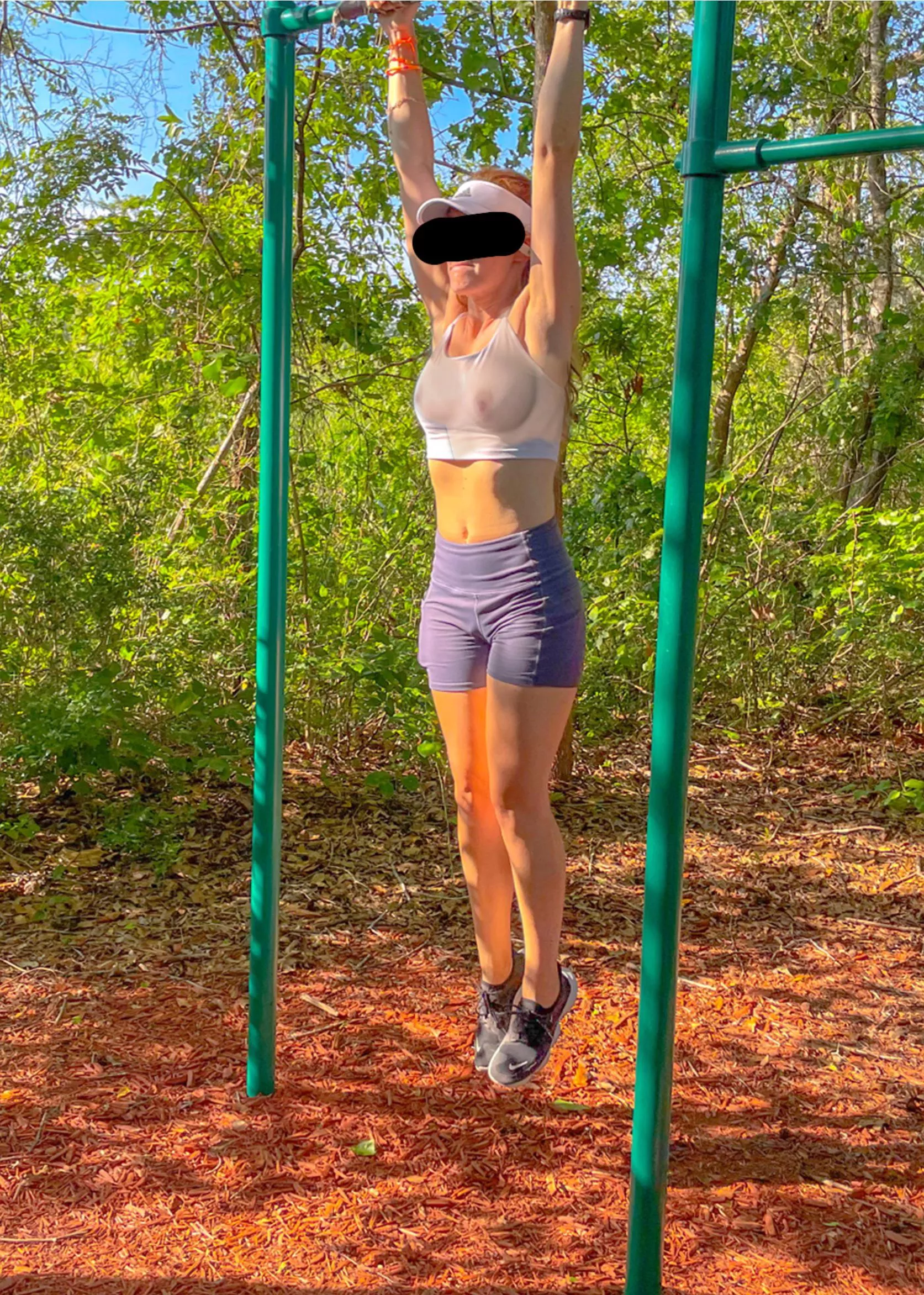 Sweating through my top in an outdoor workout
