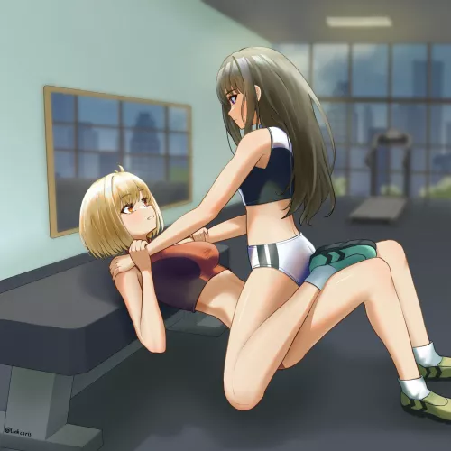 Working out at the gym (By Linh) [Lycoris Recoil]