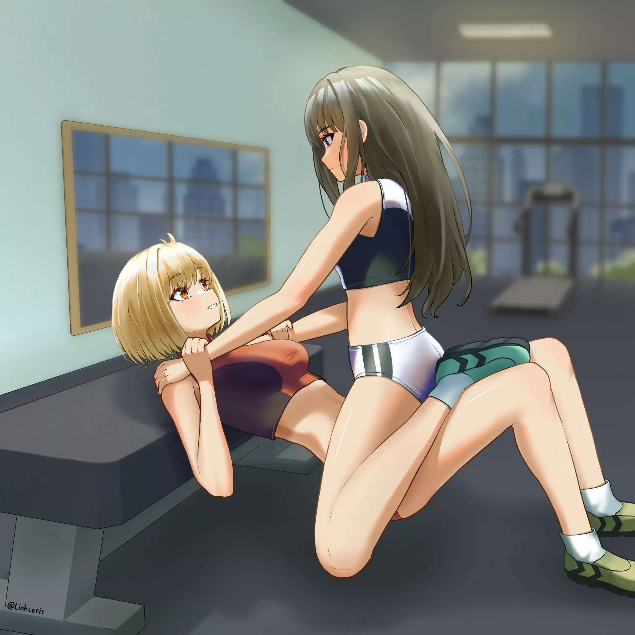 Working out at the gym (By Linh) [Lycoris Recoil]