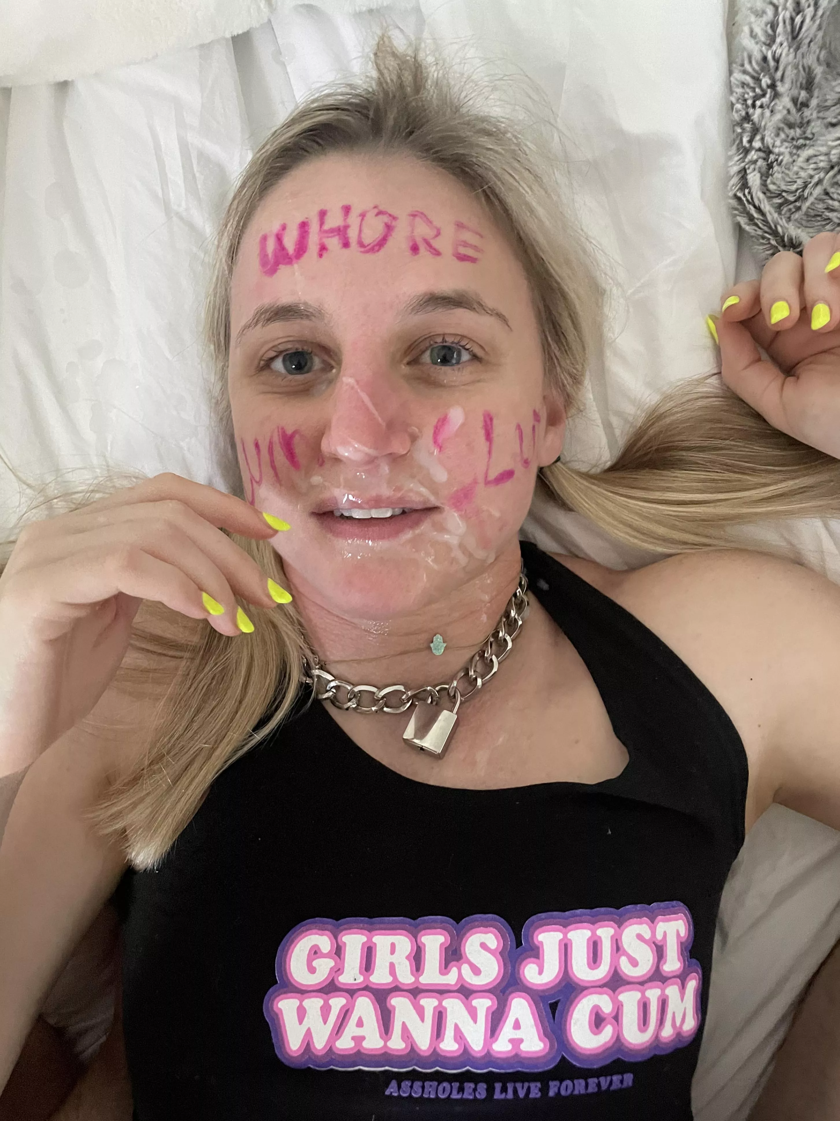 Collared and covered in his yummy cum [F]