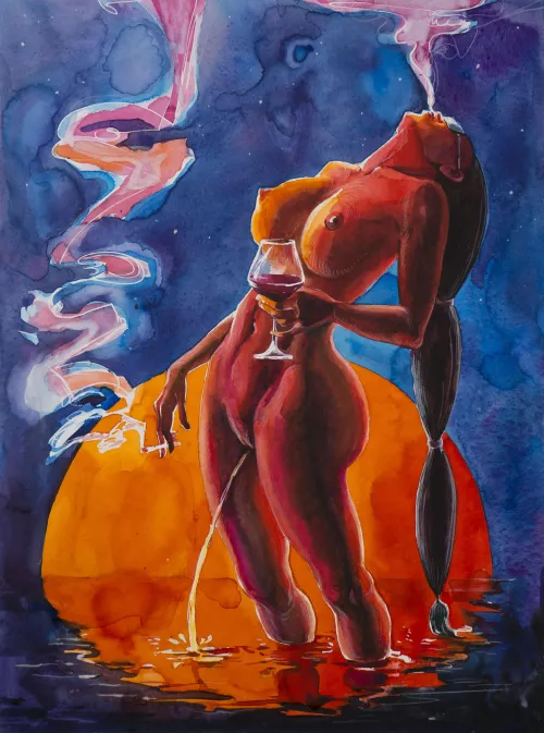 Guilty Pleasure, watercolor