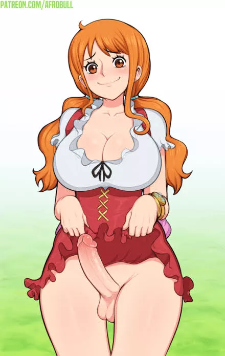 I wanna suck on Nami's cock while groping her huge tits