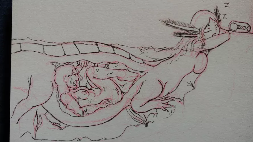 {Image} Axolotl girl resting, Art by me