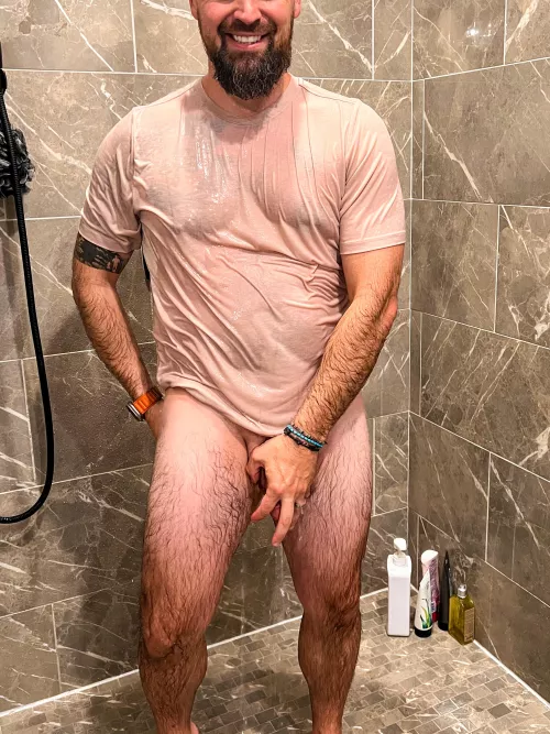 Just showering. Nothing to see here.