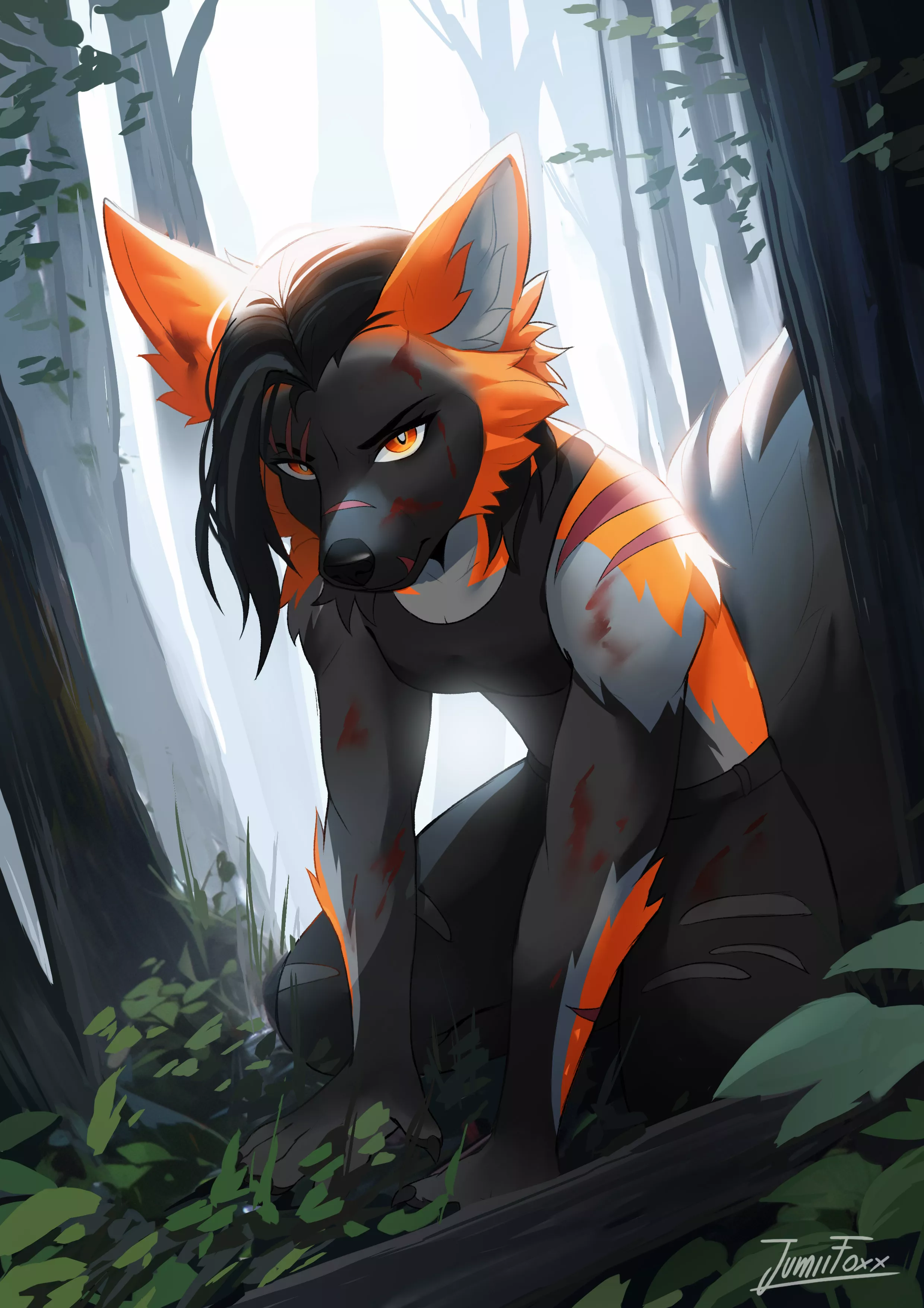 (Art by me) Chase through the Woods🌲 - Commission for @AlexMcFacep (More art on my Twitter @JumiiFoxx!