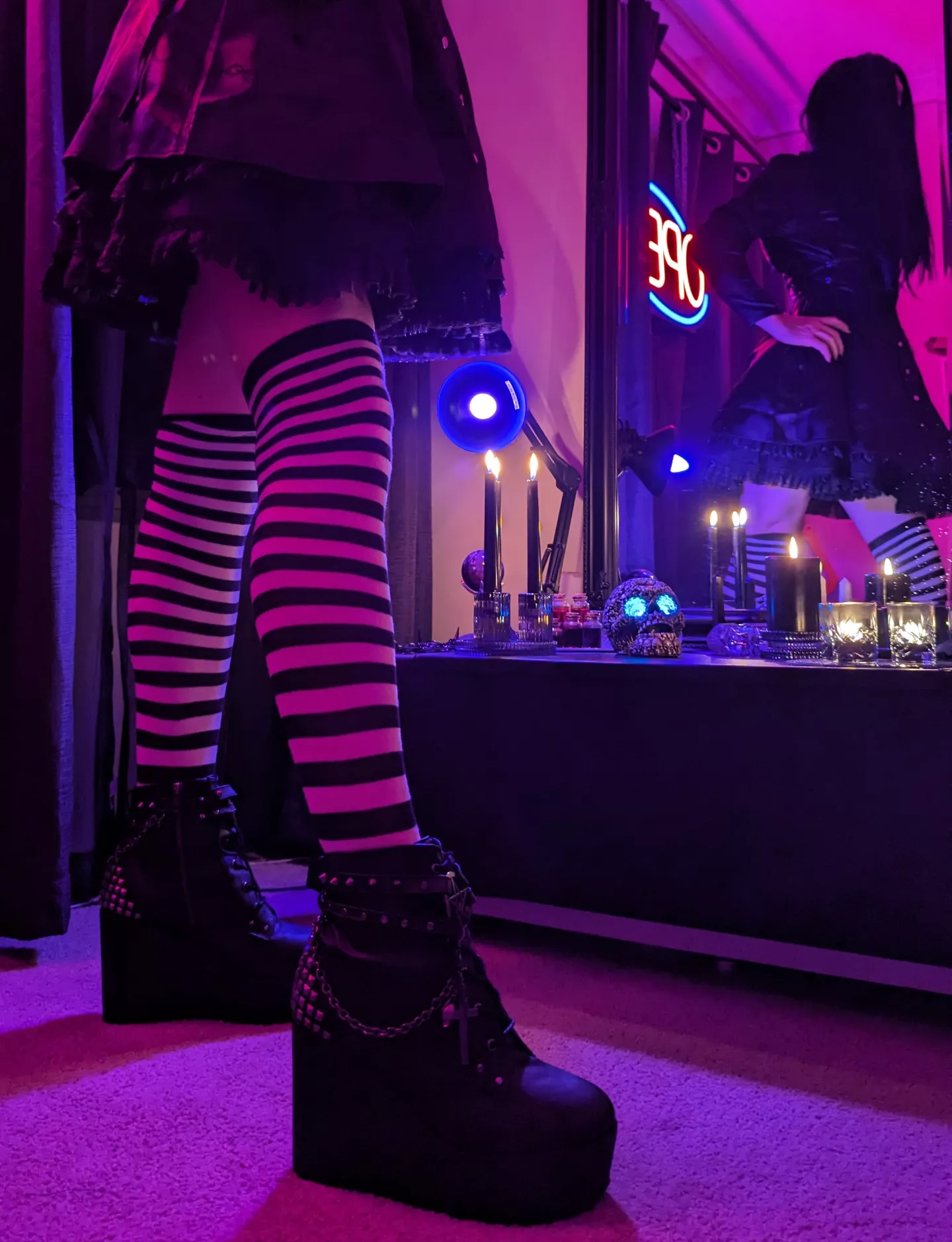 this goth femboy's weakness is a new pair of boots 🖤