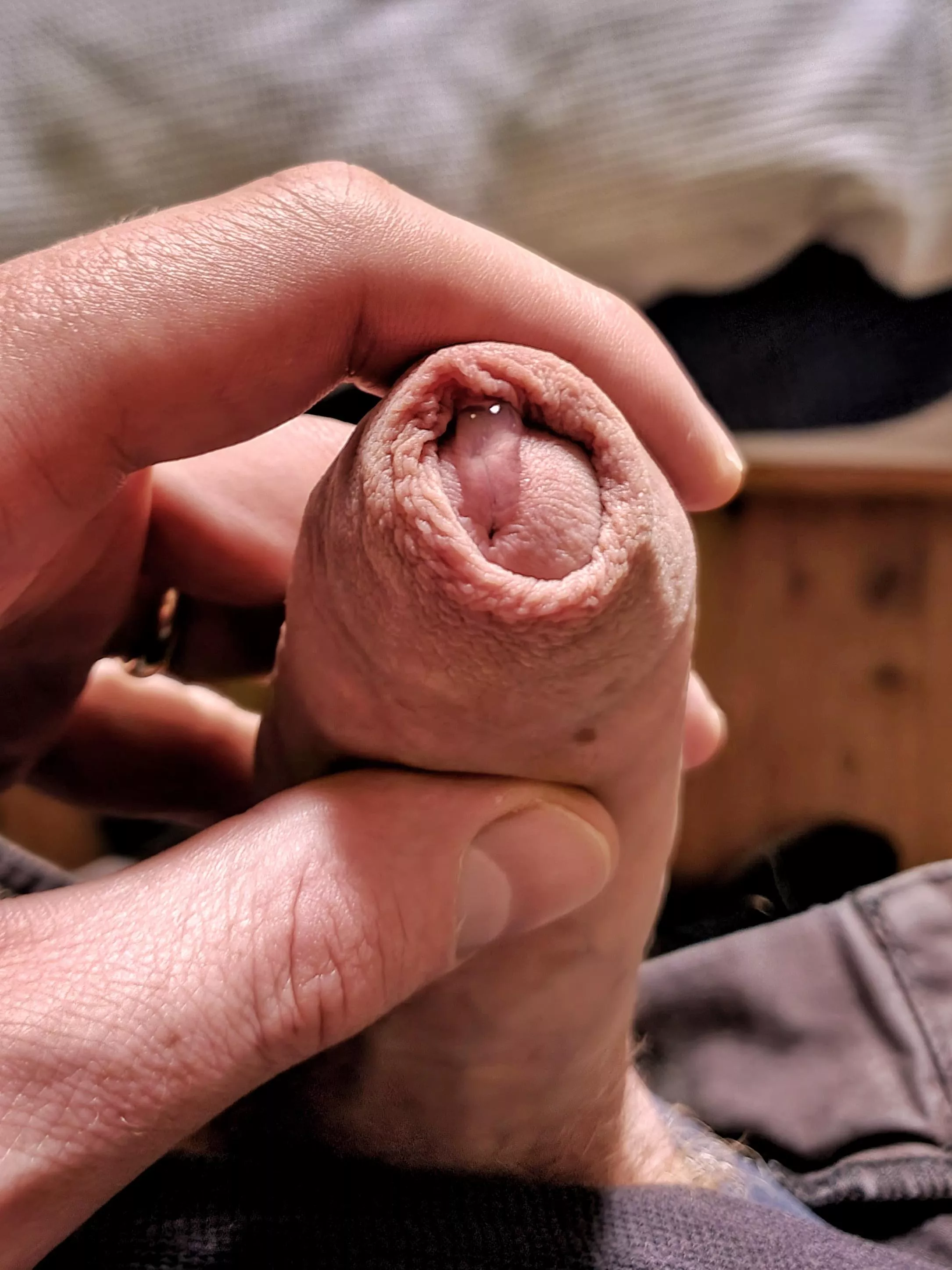 A little drip at the tip, an invitation for a tongue