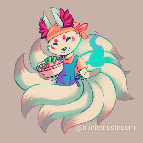 Little ramen fox :D (art by me)