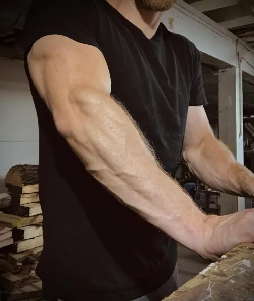 Taking a break from chopping wood