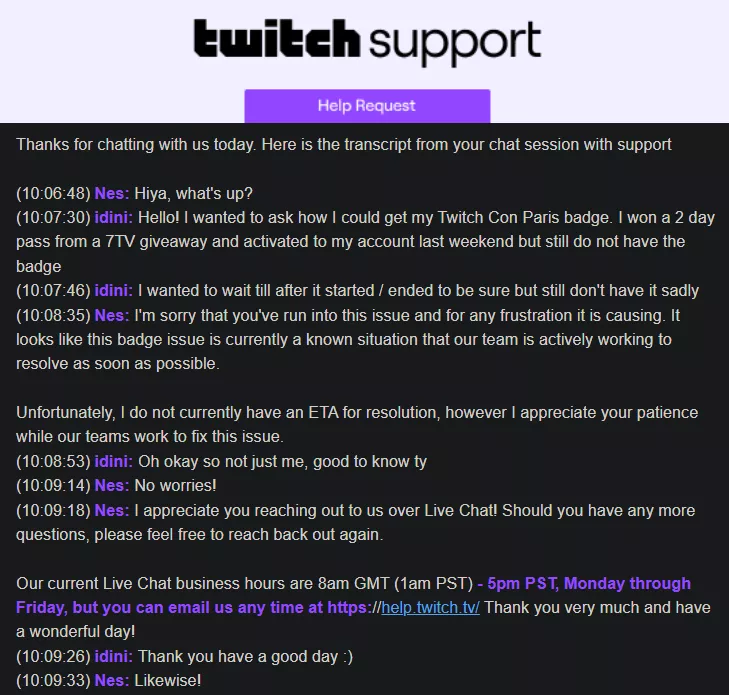 Twitch is working on a live chat support system (currently in beta)