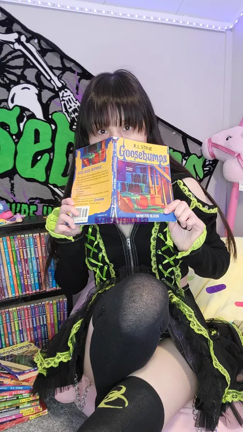 are you trying to peek up my skirt as I ASMR read Goosebumps to you??? [F]