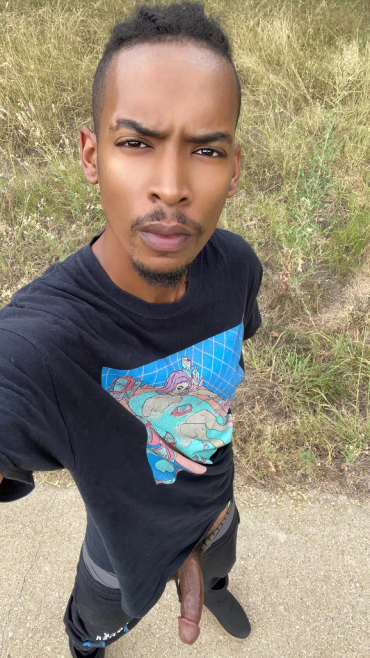 If you were walking your local trail, and seen me with my black dick hanging out, what’s your next move?