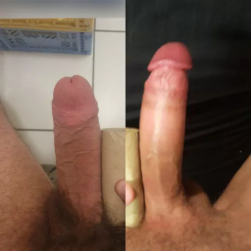 Me(right) vs. u/87peach compared 😁 Nice comparison against his above average cock