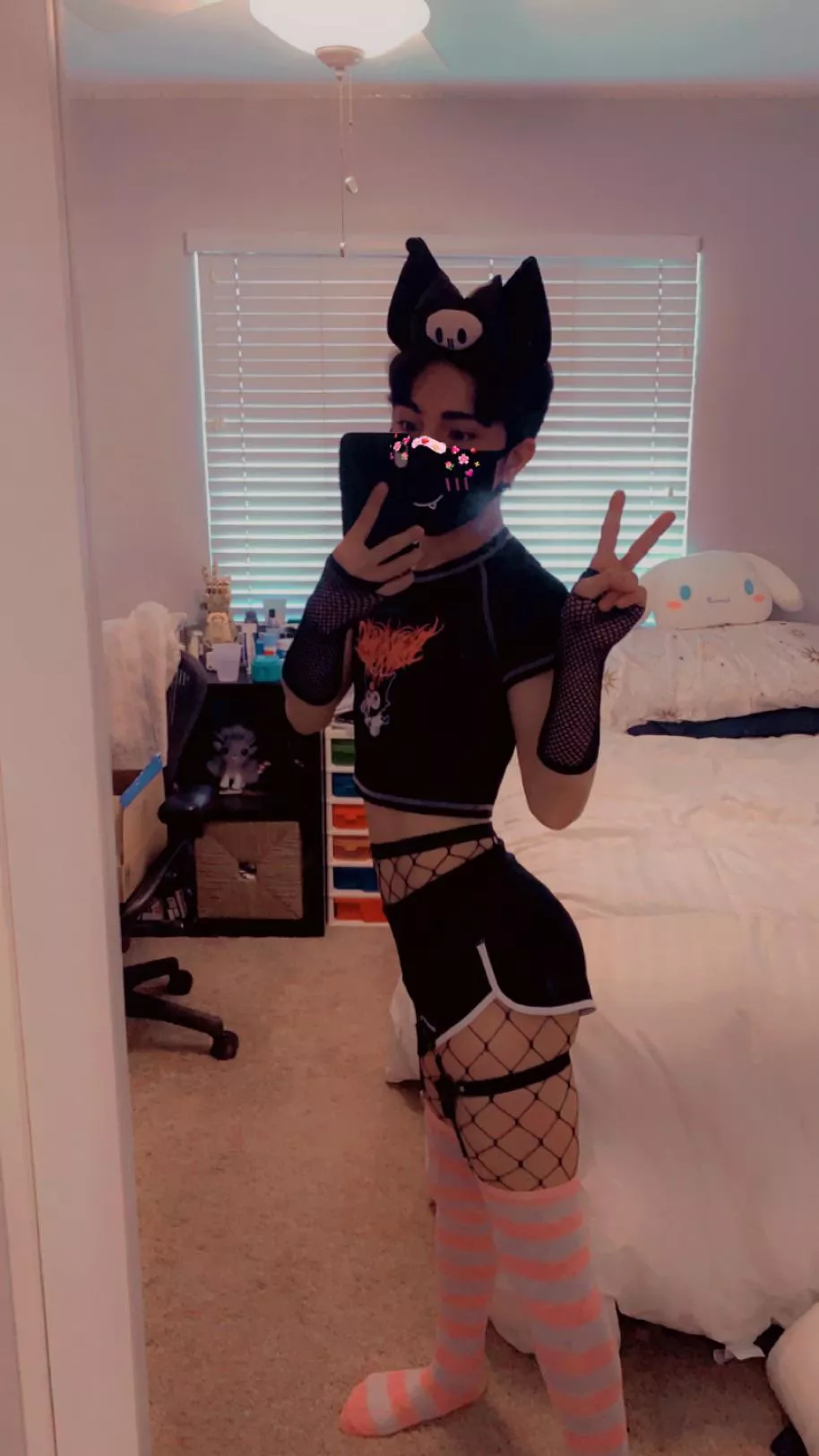 My first femboy outfit! What do yall think? ✌️😜