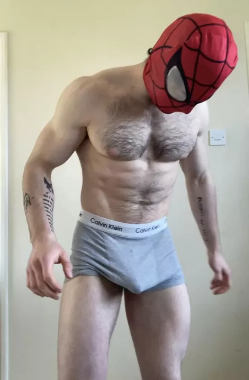 Spidey seems to be surprised, by a sudden, unexpected guest