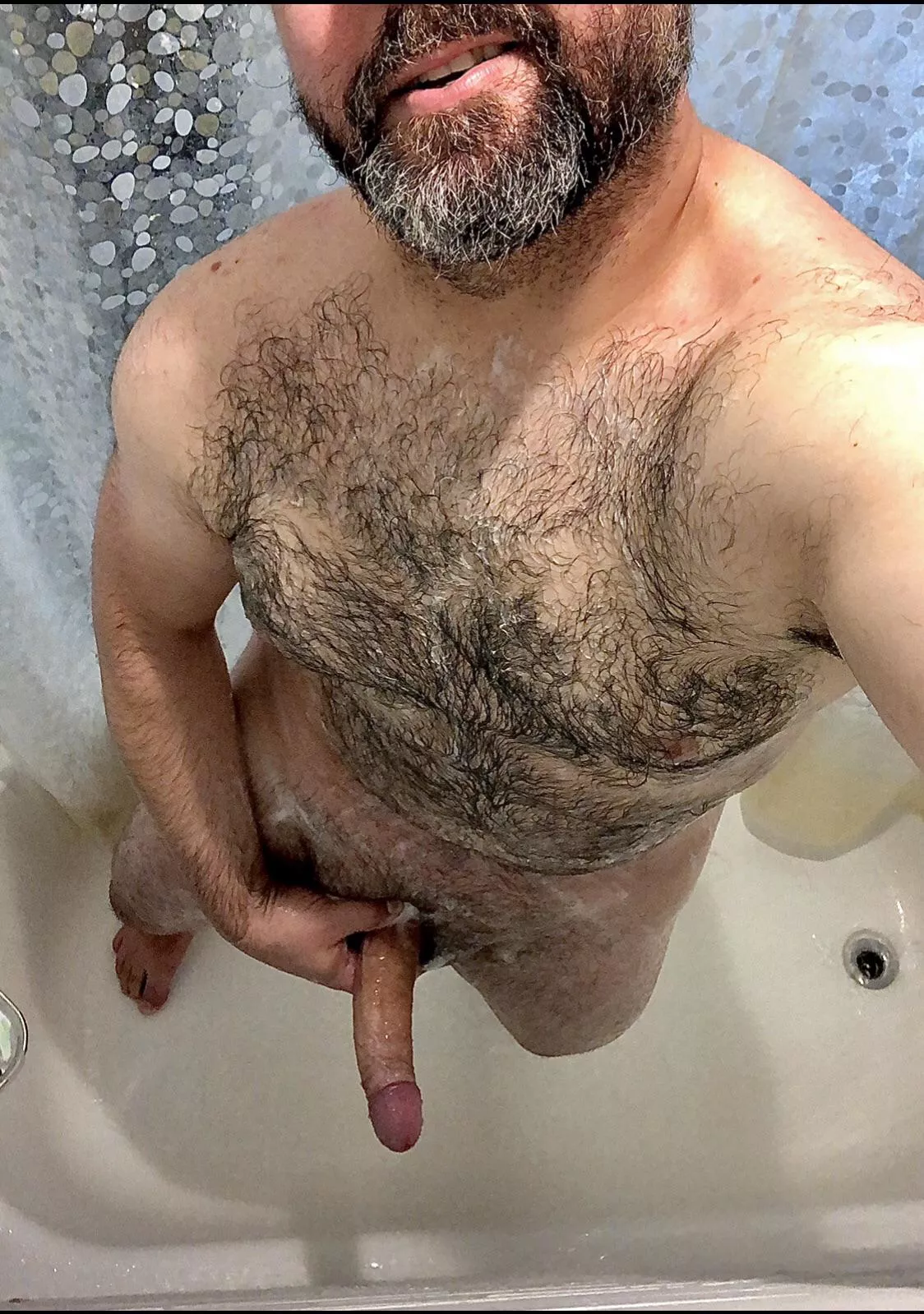 Bigger Dads do take up much more space in the shower, but if you’d like to join, I know a fun way to make another 8” of space for you. (43)