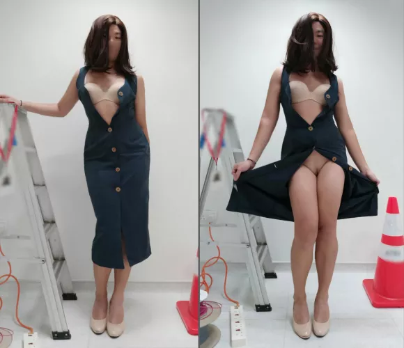 [F] Would you ever guess that the quiet, demure manager loves flashing her pussy at the worksite after hours?