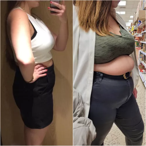 I love how much my belly bulges out now 😮‍💨