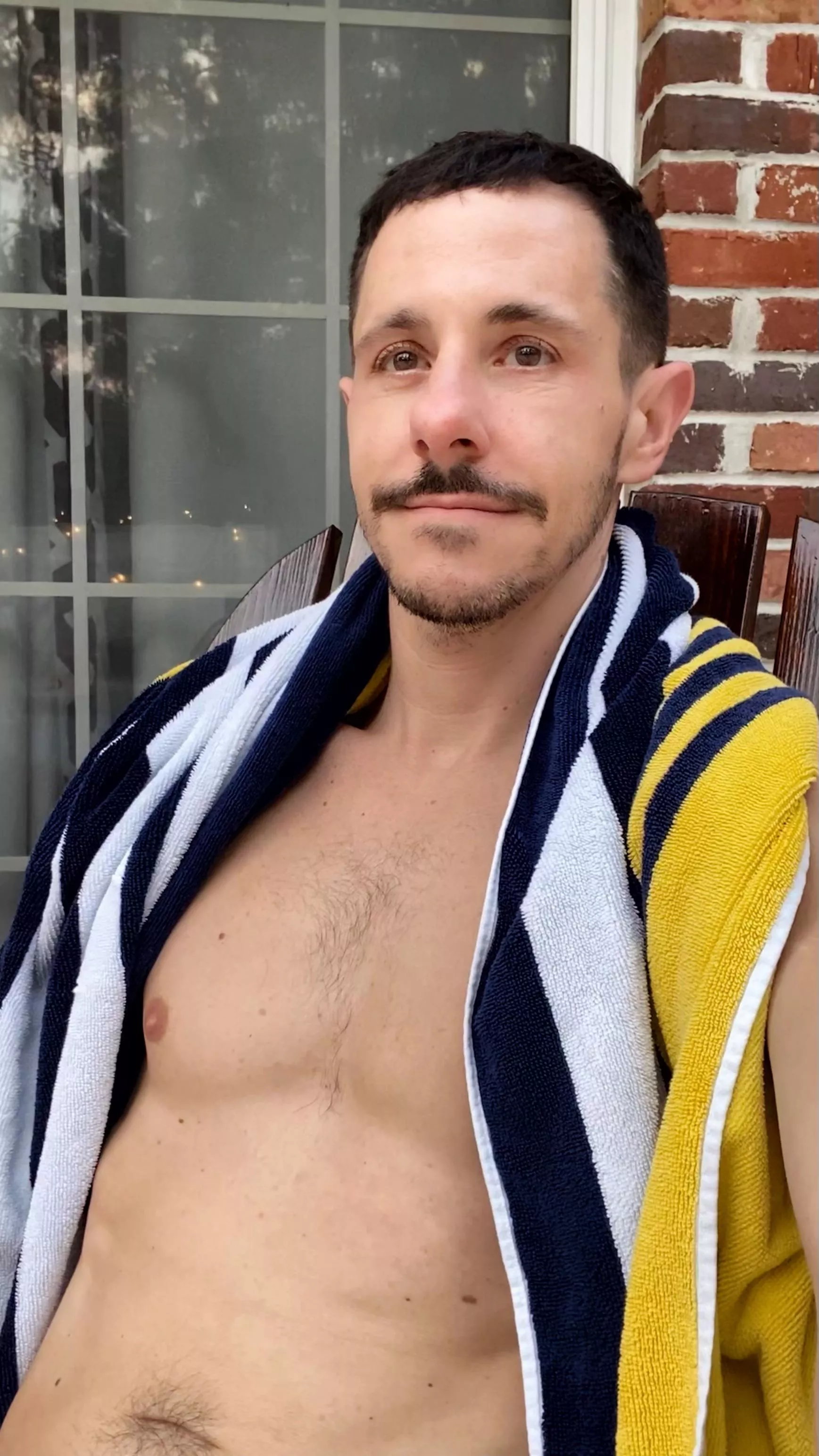 Just out of the pool.