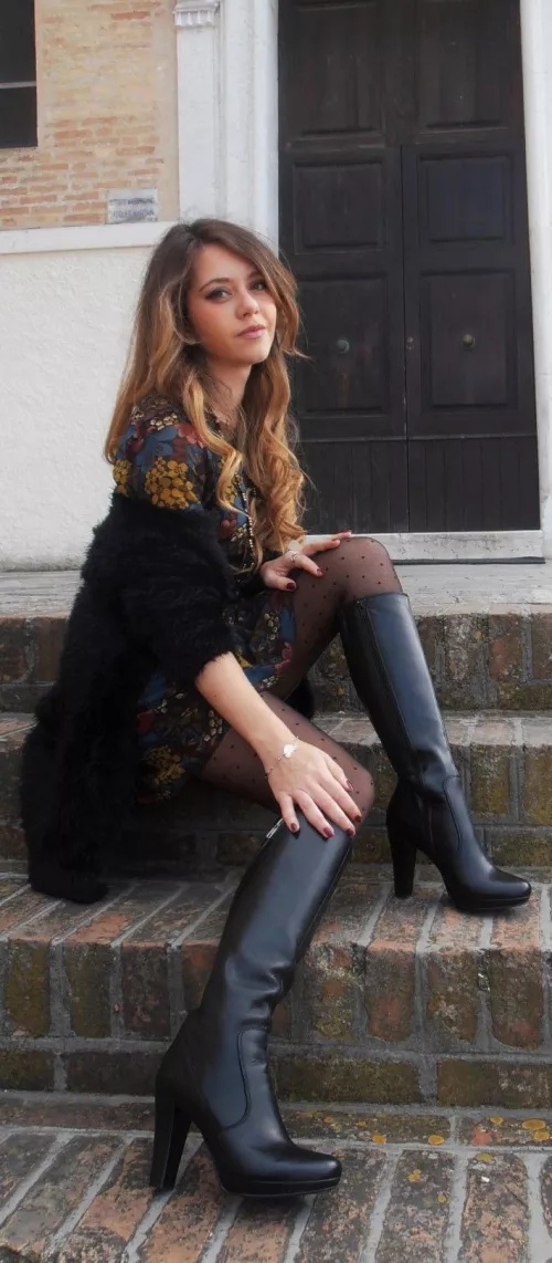 Black Leather Knee Highs