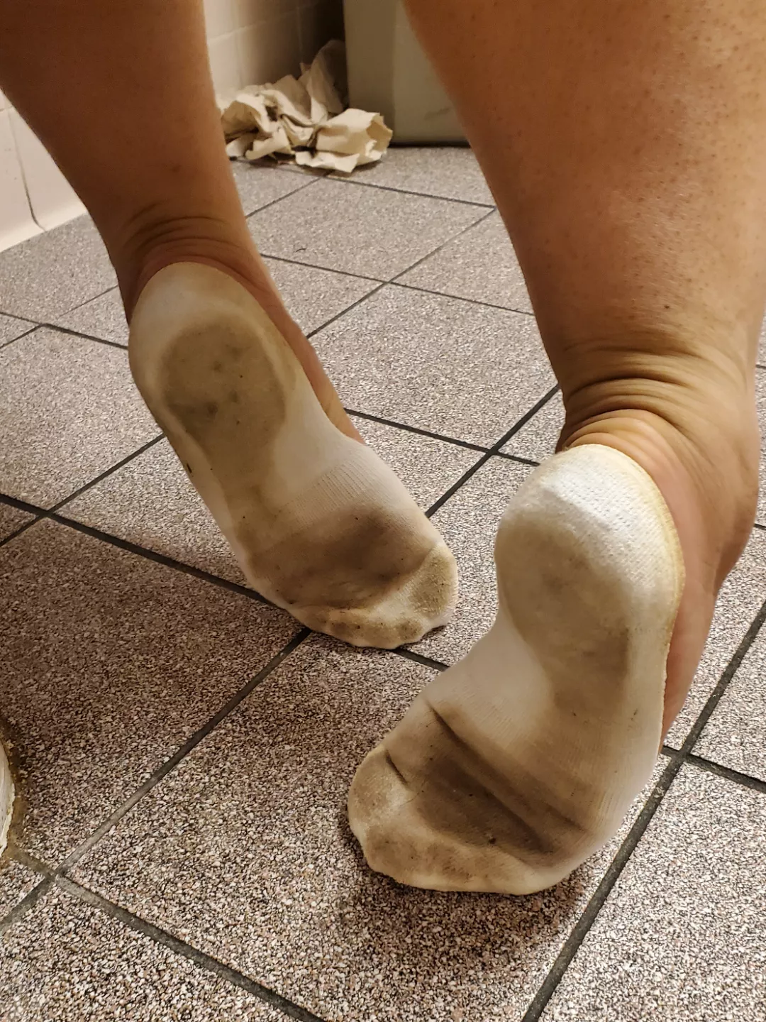 I'm in the bathroom and I could smell my feet over everything else!! Socks make them sweat and stink so bad!