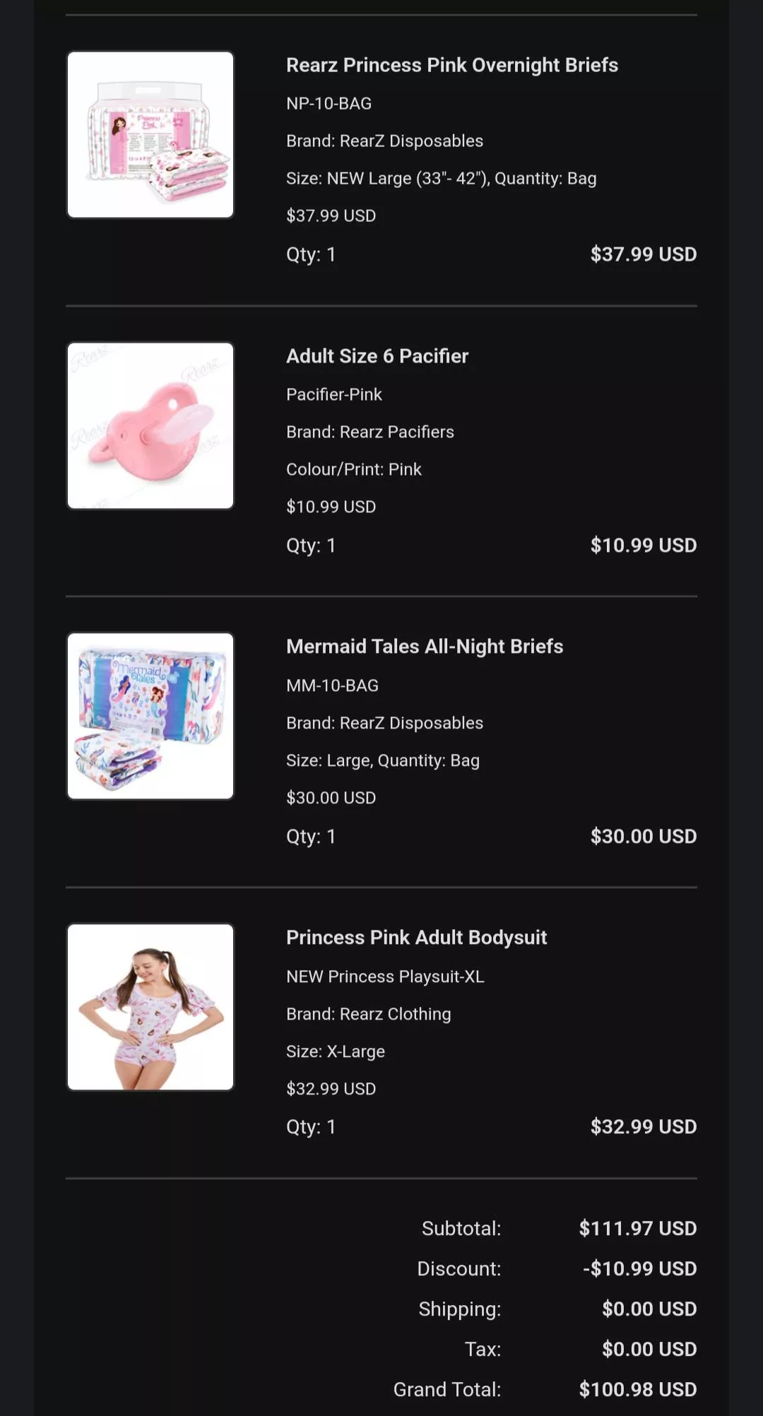 First real order on a abdl site
