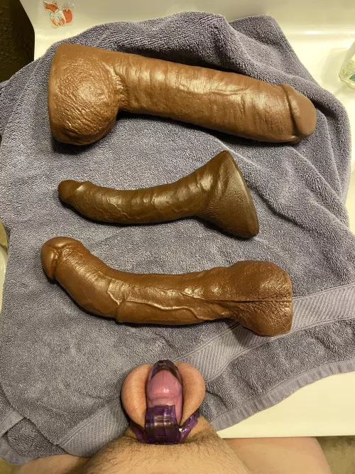 My Wife left her dildos on the bathroom counter.. she said it’s my turn tonight.