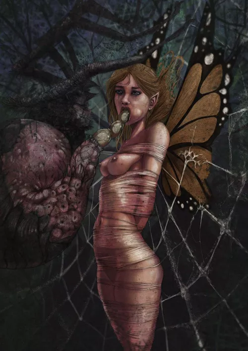 Can she escape the spider web (Beastmaster )