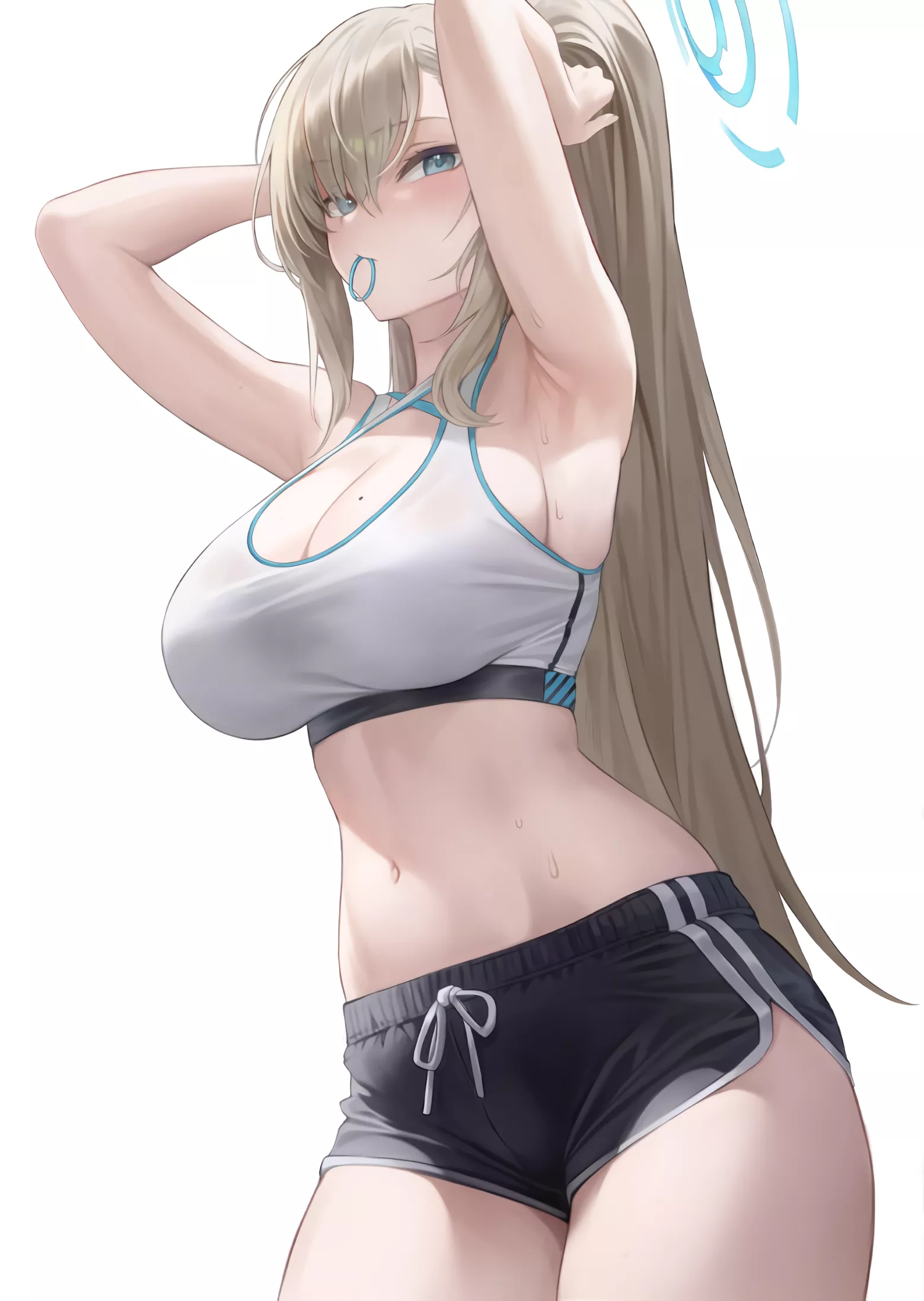 Asuna tying her hair [Blue Archive]