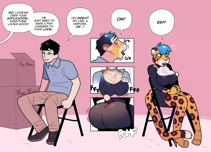 Furry Fantasies: You’re Hired! (M -> F Anthro Leopard; Furry TGTF) by Blackshirtboy