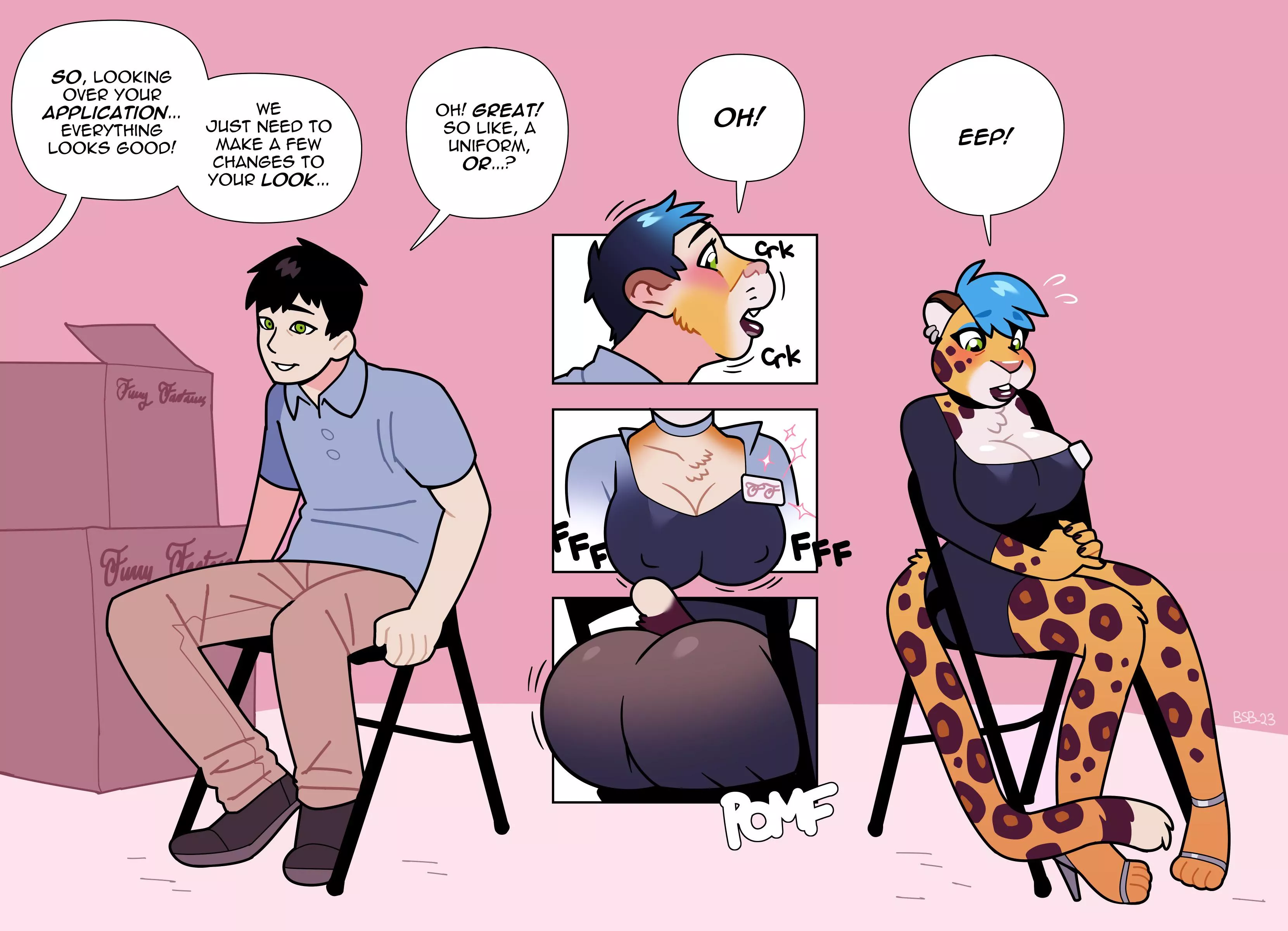 Furry Fantasies: You’re Hired! (M -> F Anthro Leopard; Furry TGTF) by Blackshirtboy