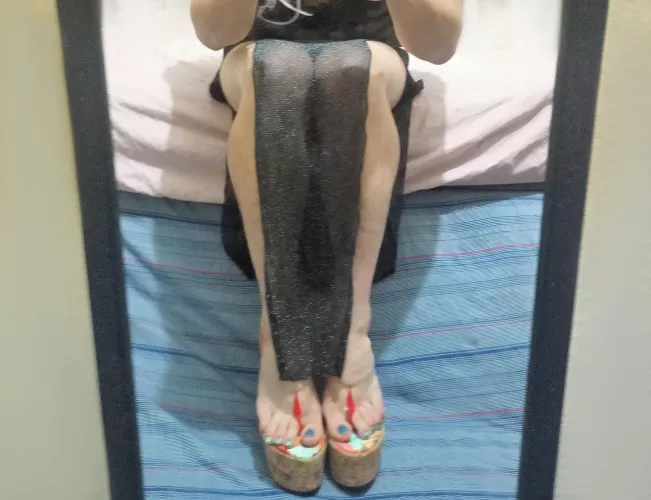 Black dress with wedges