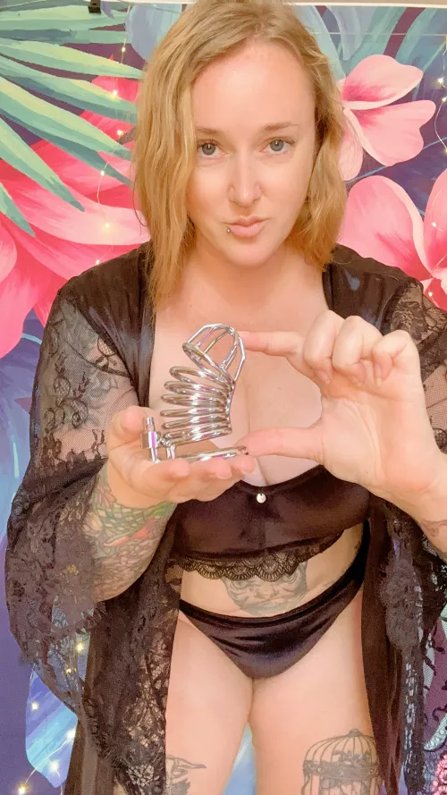 Mistress will lock her slave's penis and then I will stimulate and excite you