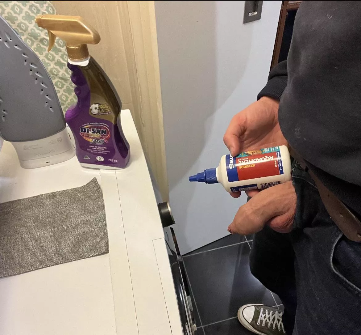 My gf makes me do housework with my cock hanging out