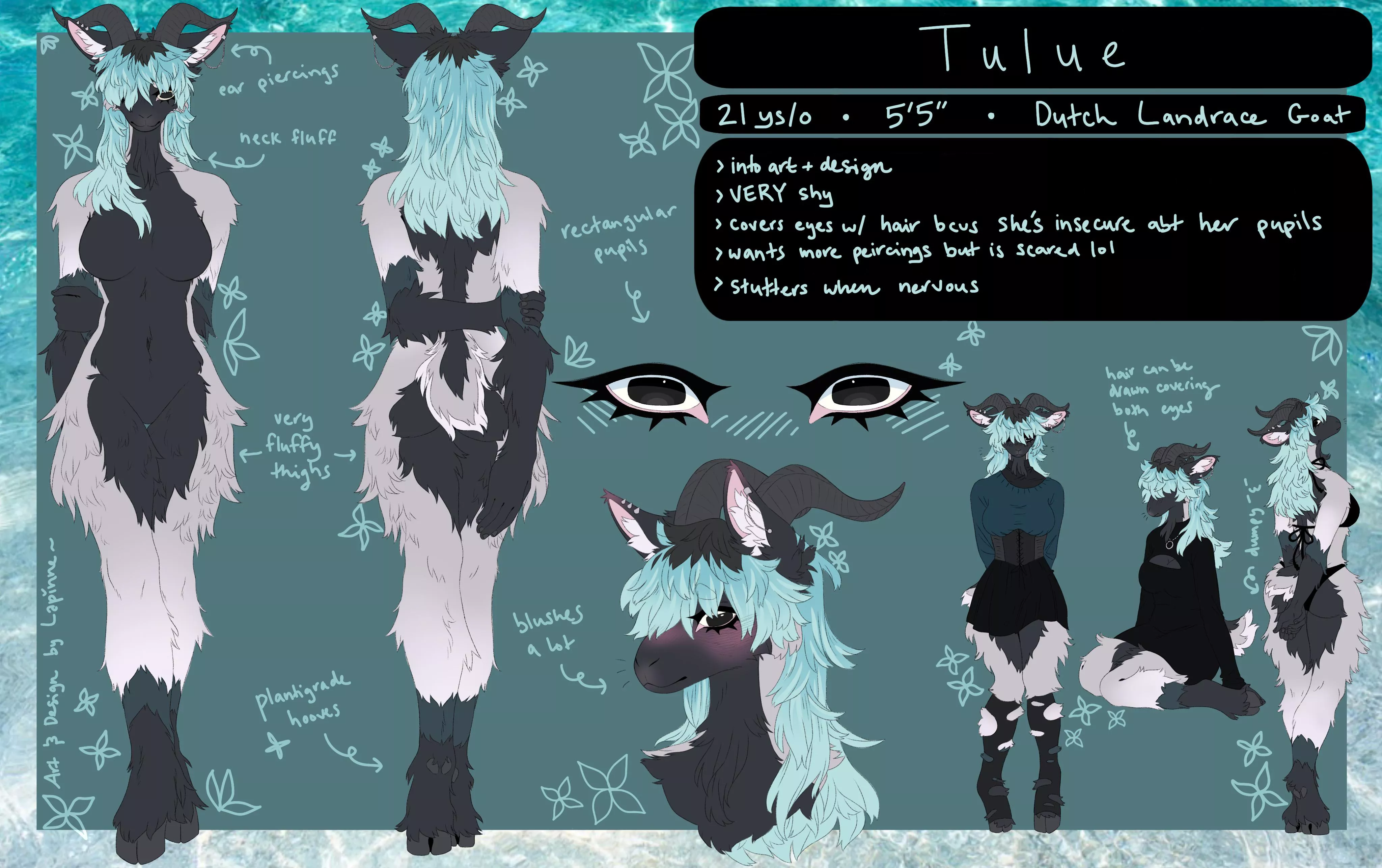 My new goat girl Tulue! I simply do not see enough goat sonas (art and design by me)
