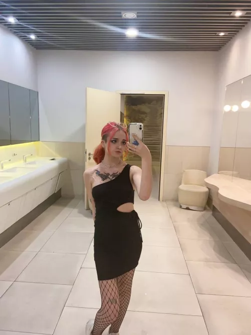 The dress is not the only thing that's tight for this goth girl