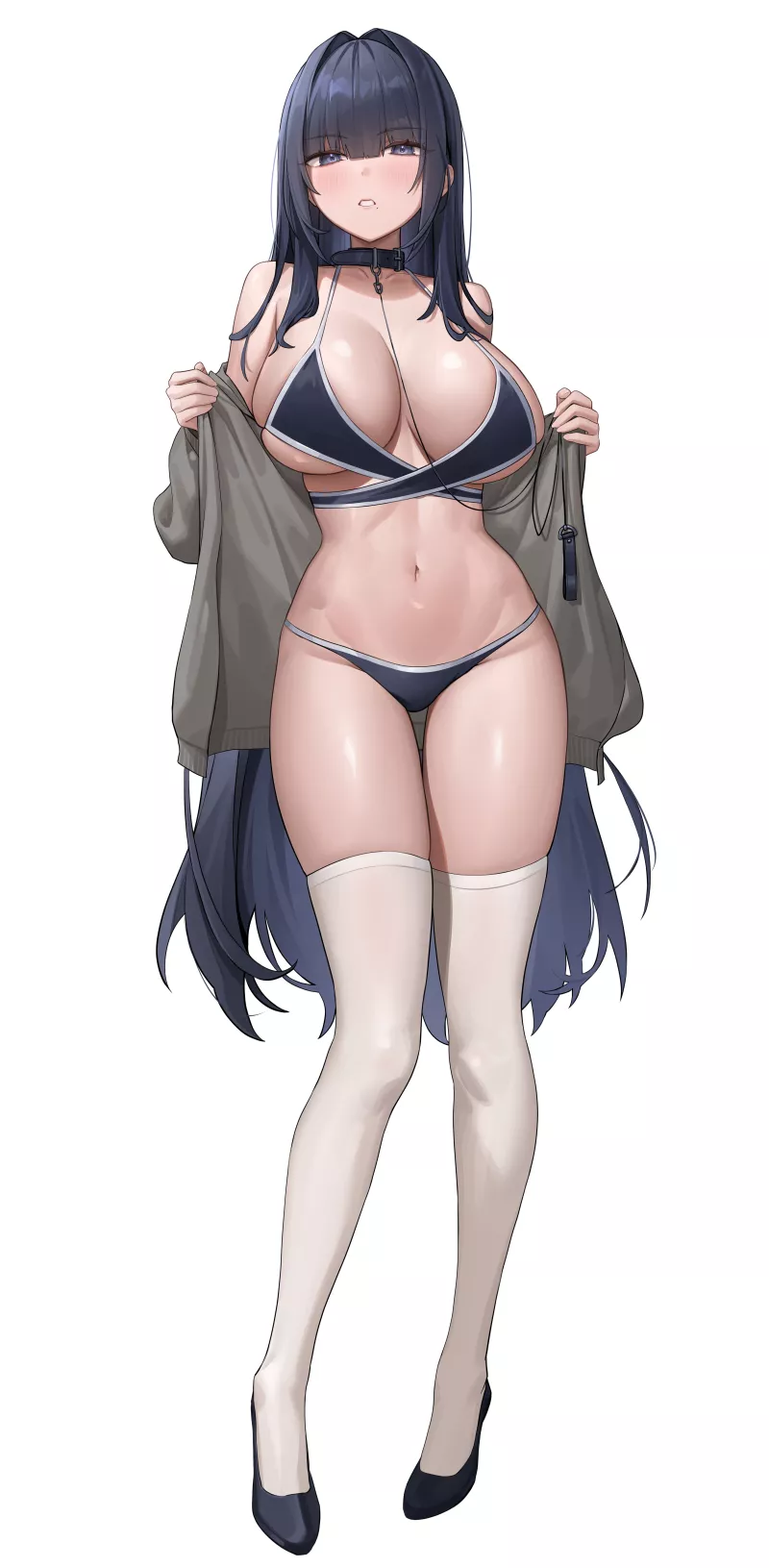 White Thigh-Highs & Leash