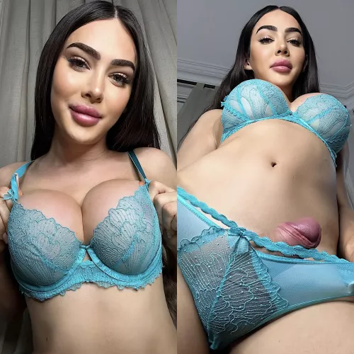 Would you drop to your knees and suck on this girl cock? 😈